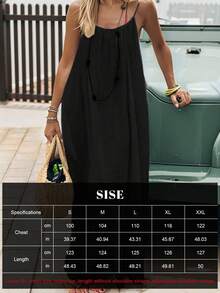 Women Breathable Sleeveless Dress Spring Summer Fashion Casual Solid Color Cozy Dress Outdoor Event Loose Fit Comfort Dress  Sleeveless    Knee Length - 黑色 - 查看 3