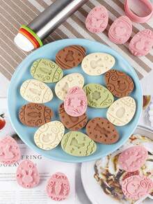 10pcs Easter Cookie Cutter Set, Cookie Mould Press, Easter Eggs Cookie Cutter Set With Plunger Stamps Set, Kitchen Tools, Plastic Cookie Stamps - Multicolor - View 8