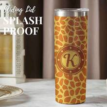 Giraffe Gifts With Initial, 20oz Insulated Stainless Steel Tumblers With Lids And Straws, Perfect Gifts For Giraffe Lovers, Girls, Women For Christmas & Birthday - R - View 6