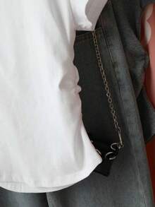 黑色印花柔软休闲短款短袖上衣 白色 - 白色 - 查看 3