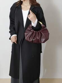 Elegant Burgundy Niche Design Cloud Handbag, Fashionable Minimalist Commuter Tote Bag, Autumn/Winter New Arrival - Burgundy - View 4