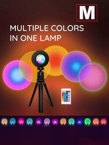 3 Pcs Remote Control Romantic Sunset Projection Lamp, 16 Color Modes Remote Switch, 180° Rotation, Large Expandable, USB Powered Sunset Projection Light, Suitable For Photography/Selfie, Party, Living Room, Bedroom, Wedding Decor (Small/Medium/Large) - Multicolor - View 14