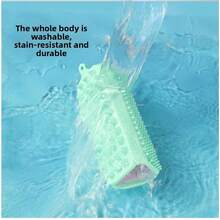 三角形硅胶宠物洗澡刷，柔软按摩刷，三合一多功能宠物美容刷，适用于猫狗，可去除毛发 - 彩色 - 查看 11