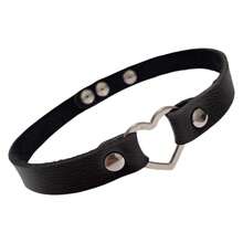 Women's Leather Heart Choker Necklace, Gothic Style - 彩色 - 查看 5