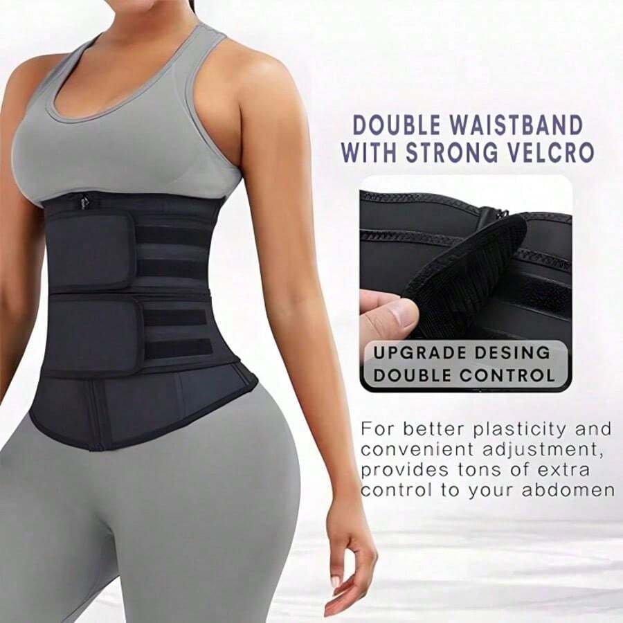 Women's Reversible Waist Trainer Belt, Zippered Tummy Control Body Shaper, Sports Compression Waist Cincher For Workout, Gym, Walking, Fitness, Daily Wear & Waist Support, Multiple Sizes - Black - View 1
