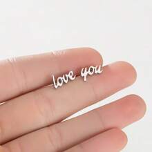 1 Pair "LOVE YOU" Letter Earrings, Fashionable And Personalized Letter Earrings, Minimalist Style, Letter Elements Suitable For Daily Commuting, Dating, Parties - GED466 - View 8