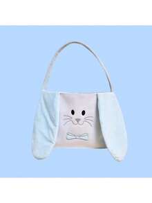 1pc Customized Name Printed Easter Decoration Cute Rabbit Ear Handbag, Plush Rabbit Easter Egg Storage Basket, Holiday Atmosphere Prop, Home Organizer Small Basket - Multicolor - View 8