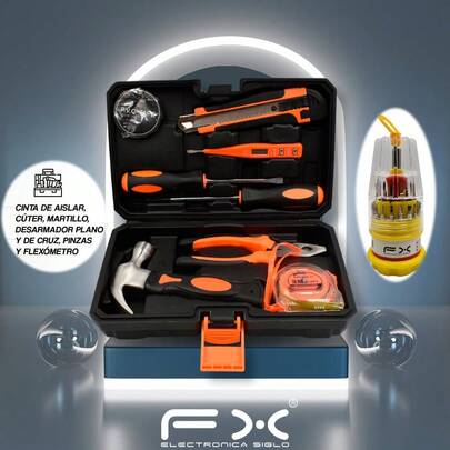 Kit: - cinta eléctrica, martillo, pinzas y cinta métrica, Martillo de tornillos- tornillos horizontales y transversales, - bolígrafo de prueba de voltaje. Herramientas de reparación de decoración para el hogar, equipos de cocina, herramientas de reparación y accesorios, herramientas están hechos de acero al carbono para ser fuertes y duraderos, herramientas de diseño ergonómico para el hogar, es una caja de plástico negro para almacenamiento y transporte, caja de herramientas de hardware de almacenamiento. Caja de herramientas para la decoración del hogar, herramienta de tornillo: caja de herramientas con múltiples cabezas de reemplazo.