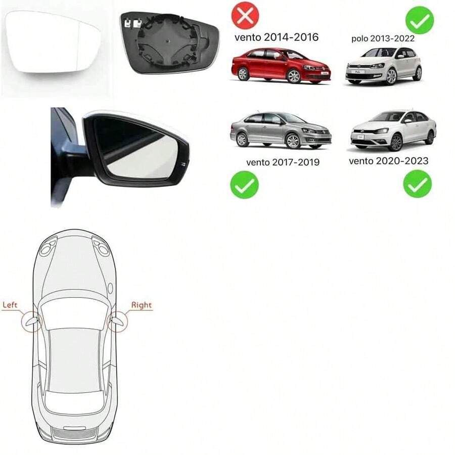 Luna Espejo Retrovisor Compatible con Vento 2017-2022 Y 2013-2022 Vw (LADO DERECHO R COPILOTO) - lado derecho r copiloto - Ver 1
