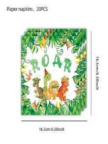 50pcs Dinosaur Theme Party Tableware Set, Dinosaur Birthday Party Decorations, Tableware Set, Dinosaur Paper Plates, Cups, Napkins, 10pcs Party Birthday Decorations