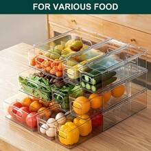 Refrigerator Organizer Bin With Pull-Out Drawer, Large Fridge Organizer And Storage Clear, Stackable Pantry Organizer With Handle,  , 1 Pack, 6.34QT - 6.34QTx1 - View 4