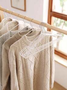 10/60pcs Adult Clothes Hangers, Non-Slip Plastic Coated, Premium Home Closet Garment Organizer Rack - Multicolor - View 5