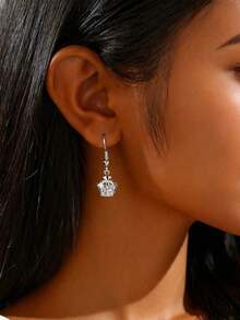 MONALLY 1pair Elegant Silver Cubic Zirconia Drop Earrings Glitter Style Women's  Parties - 耳環 - 查看 8