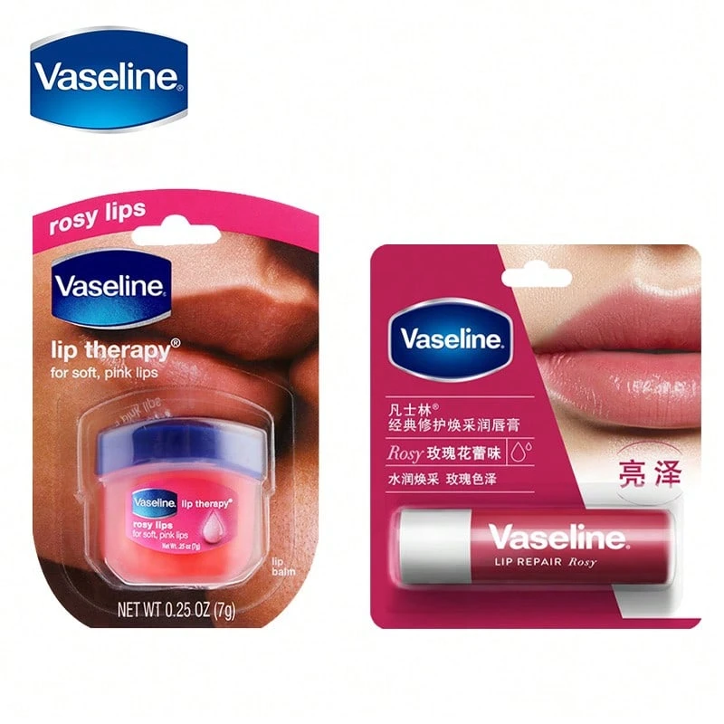 Vaseline Classic Repairing And Protecting Lip Balm In Rosebud Flavor 7G*1 & Classic Repairing And Radiant Lip Balm In Rosebud Flavor 3.5G*1 - Pink - View 1