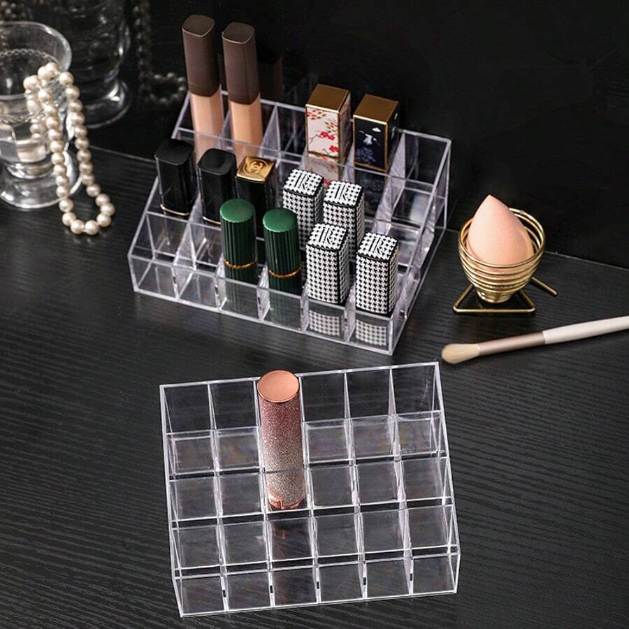 Women's Desktop Lipstick Storage Box, Bedroom Storage Rack, Plastic Lipstick Storage Box With Cover, Transparent Acrylic Lipstick & Lip Gloss Storage Rack, Nail Polish Rack, Anti-Pollution - Multicolor - View 1