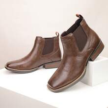 Giày bốt cao bồi nam mũi vuông, kiểu dáng slip-on, phù hợp mọi thời tiết, dùng cho công sở và thường ngày, kiểu Chelsea - Botines - Cà phê nâu - Xem 1