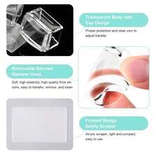 2pcs Wipeable Silicone Stamp With Scraper Set, High-Precision Multi-Functional Transfer Plate, Nail Art Tool - Suitable For Both Salons And Personal Use - Clear - View 4