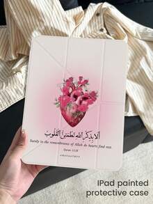 可爱爱心元素双面亚克力透明翻盖保护套，水晶后盖，防震，适用于 iPad 7/8/10 代 10.2 英寸，内置 Apple Pencil 插槽，支持睡眠/唤醒功能，理想的生日礼物 - 彩色 - 查看 3