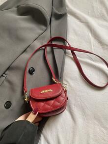 1个女童纯色菱格纹刺绣PU磁扣时尚斜挎包，适合日常四季使用 - A - 查看 11