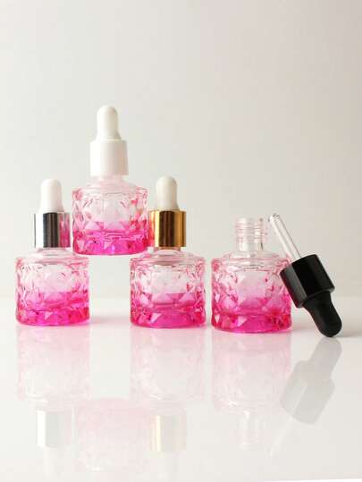 2pcs/3pcs/5pcs/10pcs/20pcs Round Pineapple 10ml Refillable Essential Oil Perfume Glass Dropper Bottles, Portable Pink Transparent Mini Sample Vials