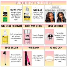 Goiple Waterproof Lace Glue Kit Wig Lace Bond Melting Spray Extra Hold For Lace Front Glueless Adhesive,Includes Lace Melting And Holding Spray,Wig Glue,Adhesive Remover,Rat Tail Comb,  Double Sided Brush,Eyebrow Trimmer,Elastic Hair Band,HD Wig Caps - 10件 - 查看 11