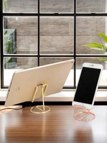 1pc Universal Smartphone Desktop Stand, Fashionable Frame Design, Sturdy Plastic/Metal Phone Holder, Suitable For Video Calls And Reading, Gold And Rose Gold Finishes, Lightweight And Portable, Scratch-Resistant Pad, Perfect For Home, Office, Travel, High-Quality Structure - Multicolor - View 21