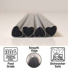 The Best MOON Heart Shaped Stainless Steel Reusable Metal Straws With Pink Silicone Tips (Set Of 4 Straws) For Coffee Tumbler 20 Oz Accessories And Valentines Day Christmas Birthday Gift - ColorA - 查看 5