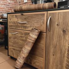 1 Roll Pvc Oil-Proof Wood Grain Sticker Self-Adhesive Wallpaper For Kitchen Countertop Furniture Cabinet Table Wall Renovation - Mocha Brown - View 2