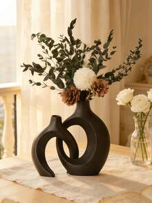 2pcs Resin Vase Set, Modern Home Decor Hollow Boho Style Vase, Living Room Coffee Table Wedding Decoration (Small Vase Size Is Relatively Small, Please Choose Large Size If Concerned) - Multicolor - View 5