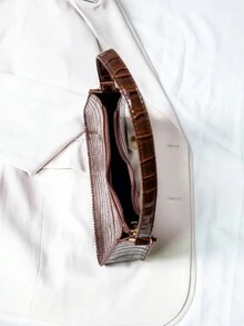 Fashionable Minimalist One Shoulder Underarm Baguette Bag For Daily Use - Brown - View 5