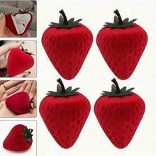 1pc/2pcs Creative Strawberry Jewelry Box, Strawberry Shaped Jewelry Box With Velvet Lining - Soft Oval Ring And Earring Storage Box, Snap Closure, Suitable For Wedding, Valentine's Day And Mother's Day Gifts - Cute Jewelry Box For Women, Playful Design, Romantic Gift, Decorated With Bow Detail - Red - View 2