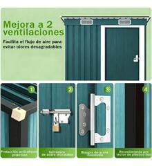 Casa De Almacenamiento Bodega Cobertizo Exterior Para Jardin - Verde - Ver 4