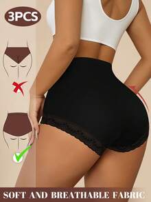 MIOTAN 3条装女士高腰三角裤，显瘦、时尚性感、交叉绑带设计，日常内裤 - 彩色 - 查看 2