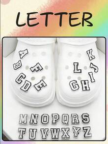 39 Peças Encantos de Sapato Preto e Branco com Letras e Números, Encantos de Crocodilo PVC, Adequado para Tamancos, Sandálias, Pulseiras, Presente para Mulheres, Homens, Adultos, Crianças, Adolescentes, Festa, Sapato, Escolhas de Primavera e Verão, Presentes para Madrinhas, Quarto, Decoração de Quarto, Praia, Viagem, Para Homens, Para Mulheres, Férias, Dia da Mulher, Essenciais de Viagem, Lembrancinhas de Casamento, Y2k, Quarto, Acessórios de Carro para Mulheres, Decoração de Cozinha, Coisas Fofas - Letras em preto e branco - Visão 3