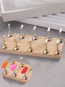 3款木质磁性假指甲展示架，美甲沙龙DIY美甲练习工具，金银色展示架 - 彩色 - 查看 7