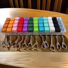 单手四键机械键盘减压测试器，马卡龙造型手指捏合钥匙扣，减压玩具，包包挂件，礼品 - 彩色 - 查看 4