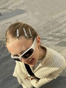 Simple Metal Small BB Clip, Fashion Casual Daily Curling Tool, Small Hair Clip Styling, Can Be Used As Claw Clip, Hair Claw, Hair Clip, Stationery, Hair Styling Accessory, DIY Tool, Hairstyling Makeup Tool, Hair Slide, Hair Barrettes - Silver - View 5