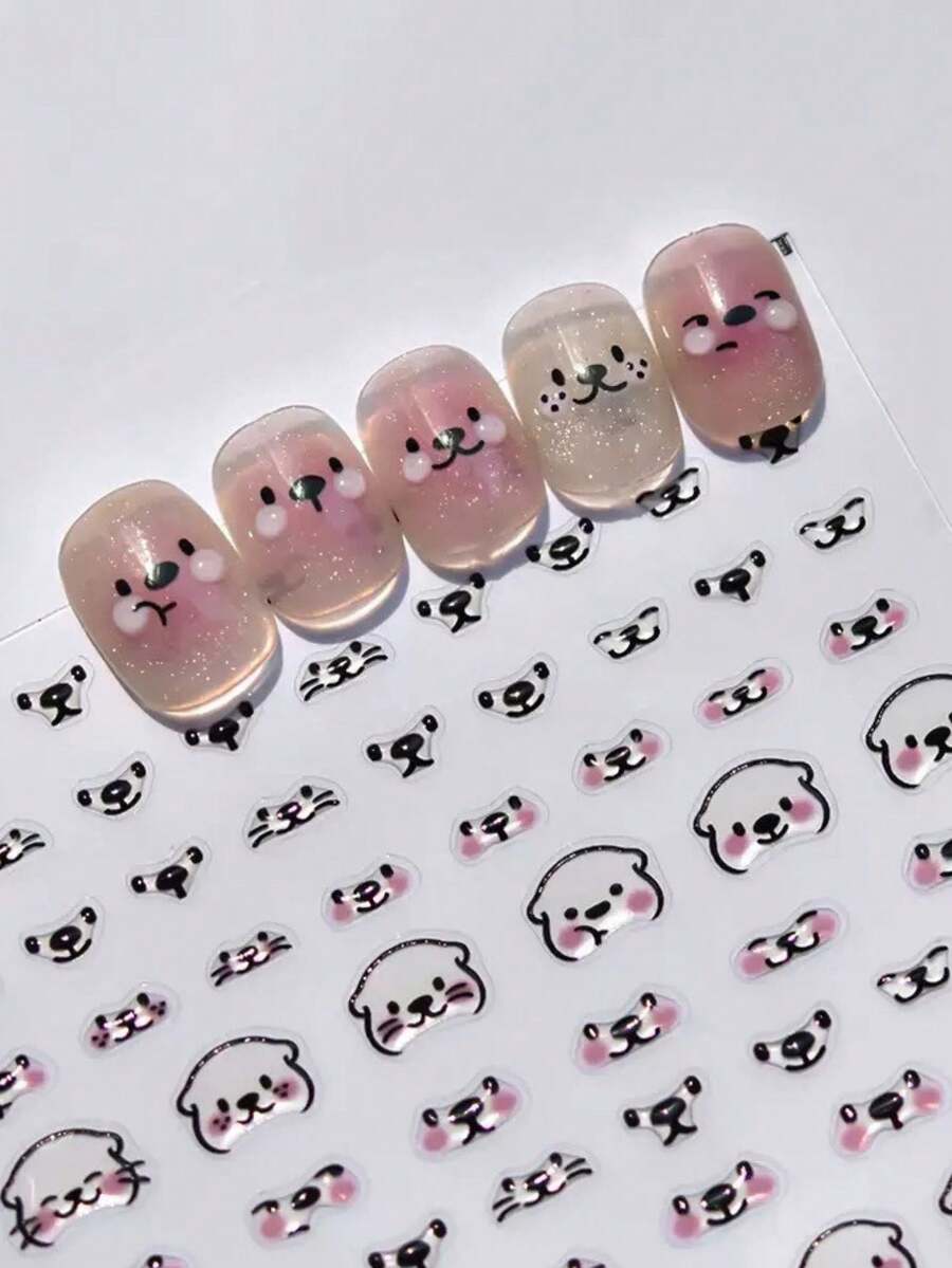 1 pieza Nuevos adhesivos de arte de uñas con expresión Mizuase linda, adhesivos de uñas de gelatina 3D Mizuase adorables Tomoni con respaldo adhesivo, suministros para uñas - Multicolor - Ver 1