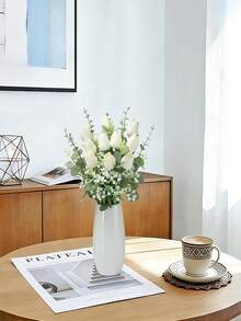 35支人造尤加利树枝和白色郁金香假花，仿真绿植，适用于家居装饰、婚礼餐桌摆饰、DIY花瓶插花、房间装饰、礼品、厨房装饰 - 彩色 - 查看 2