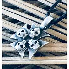 Collar piel colgante cruz hierro joyería rústica hombre - como en la foto - Ver 8