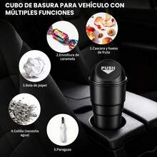 2 piezas bote de basura para carro con 2 rollos bolsas portátil cubo de basura para coche mini cubo de basura para coche con tapa accesorios para auto para mantener el automóvil limpio y ordenado - 300 ml - 19 x 10 x 22,4 cm - Ver 8