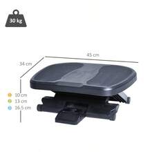 Footrest, Footrest With 3 Adjustable Heights, HIPS Plastic, Black, 45x34x10-16.5cm, For Ergonomic Sitting.