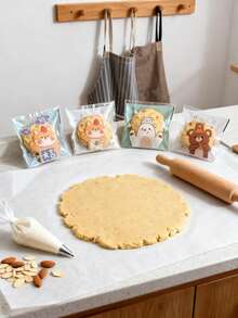 100/300/500个装透明可爱小熊自封零食袋，一次性单包装袋，适用于饼干、太妃糖、糖果，感恩节、圣诞节、新年等节日礼品 - 彩色 - 查看 12