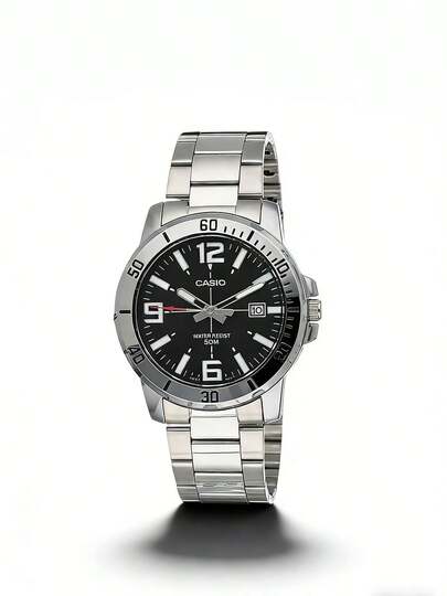  Casio MTP-VD01D-1BV / MTP-VD01D-2BV Men's Stainless Steel Black Dial Casual Pointer-Style Sports Watch. Sporty Stainless Steel Strap Paired With Quartz Analog Dial, Suitable For Daily Casual Wear, Also Can Be Used As A Decorative Gift, New Year Gift, Christmas Gift, Etc.