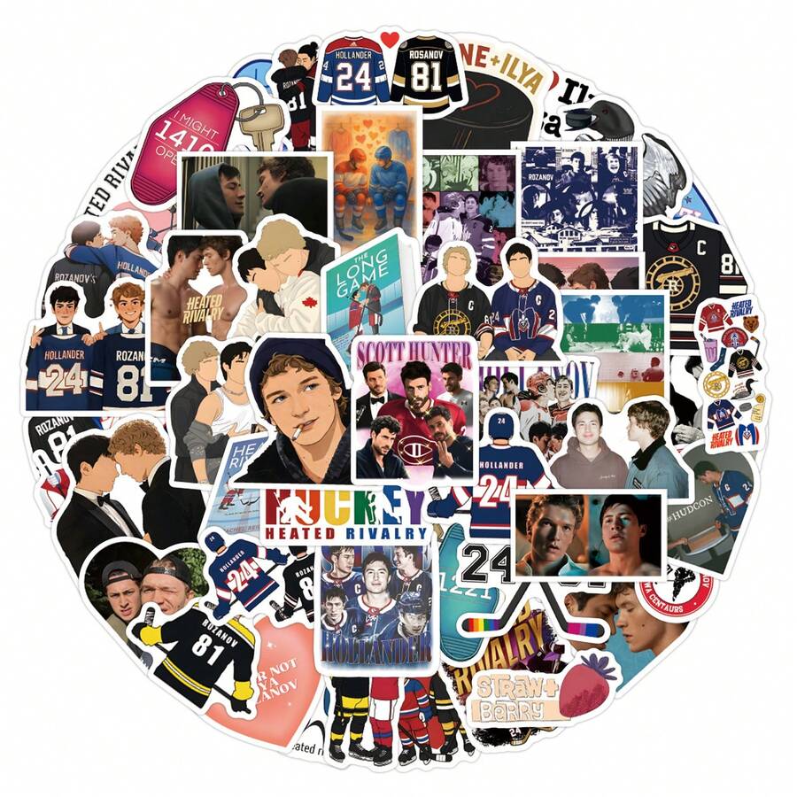 60pcs Heated Rivalry Stickers Heated Rivalry Graffiti Stickers DIY Laptop Refrigerator Luggage Phone Case Water Cup Decoration Stickers - Multicolor - View 1