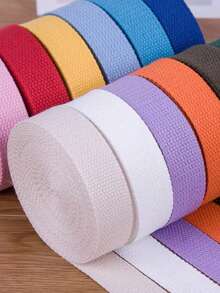 1卷长236英寸/393英寸、宽0.98英寸/1.47英寸的帆布背包带，带包装布，编织带，米色编织牵引绳，宠物背带 - 彩色 - 查看 5