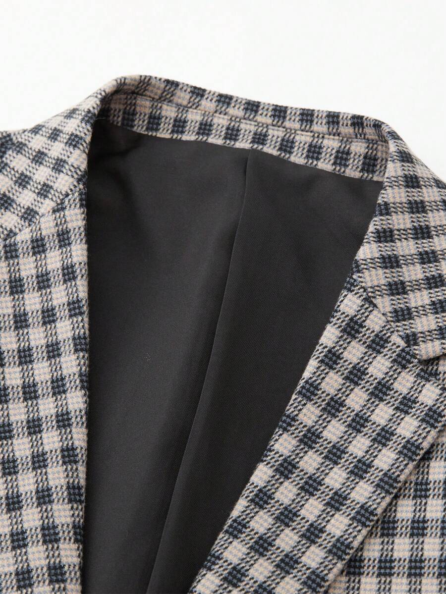 Tucano 男士格子单排扣西装，平驳领，单扣设计，修身剪裁，适合办公室、商务会议、休闲商务场合及日常通勤。