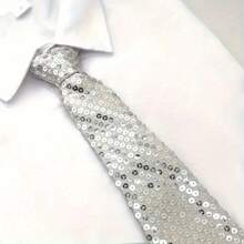 1pc Unisex Solid Color Reflective Sequin Adjustable Tie, Suitable For Carnival, Halloween, Christmas, Holiday, Stage Performance, Party Accessory - Multicolor - View 3