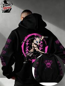 Demon Slayr! This Stylish Anime-Themed Hoodie Features A Double-Sided Print And Is Made Of 250g Polyester. It Seamlessly Blends Anime And Fashion Aesthetics, Creating A Naturally Beautiful And Cool Y2K Style – Simple Yet Creative. This Men's Casual Athletic Hoodie Is An Essential Long-Sleeved Item For Autumn And Winter. Affordable, Comfortable, And Unisex, It's The Perfect Gift For Men. Whether For Everyday Wear, Outdoor Activities, Or Street Style, It's An Ideal Choice And A Wonderful Gift For Friends And Family. - 黑色 - 查看 1