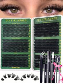 600pcs D-Curl Segmented False Eyelashes Set, Includes Adhesive, Sealer, Tweezers And Brush, Large Capacity For DIY, Creates Soft Natural Lash Effect, Beginner-Friendly, Fluffy & Voluminous Lash Kit, Portable & Durable, Easy To Apply, Suitable For Makeup Beginners - Multicolor - View 11